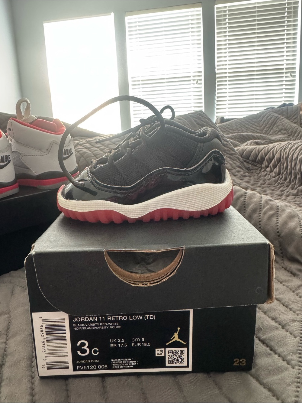 Jordan Kids Low-Top Sneakers in Black, Red, White